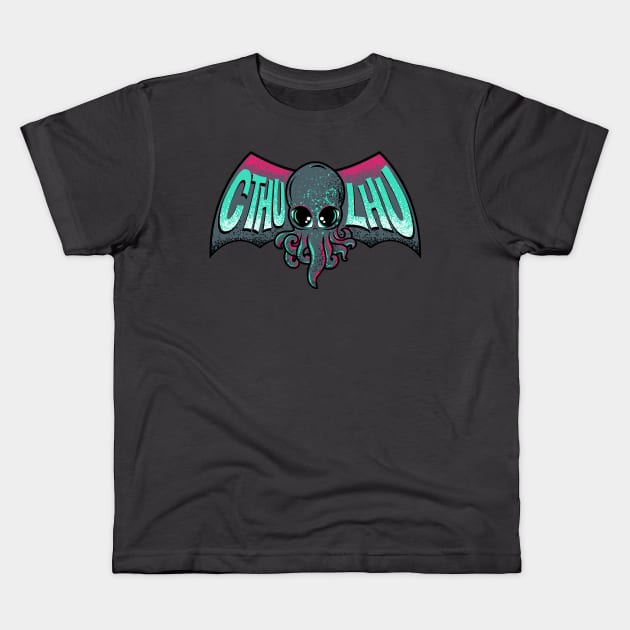 Cthulhu Flight Kids T-Shirt by nadzeenadz